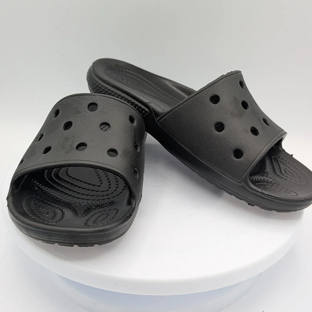Crocs‎ Classic Slide Black Sandals Mens 6 Womens 8 Slip On Iconic Comfort Foam